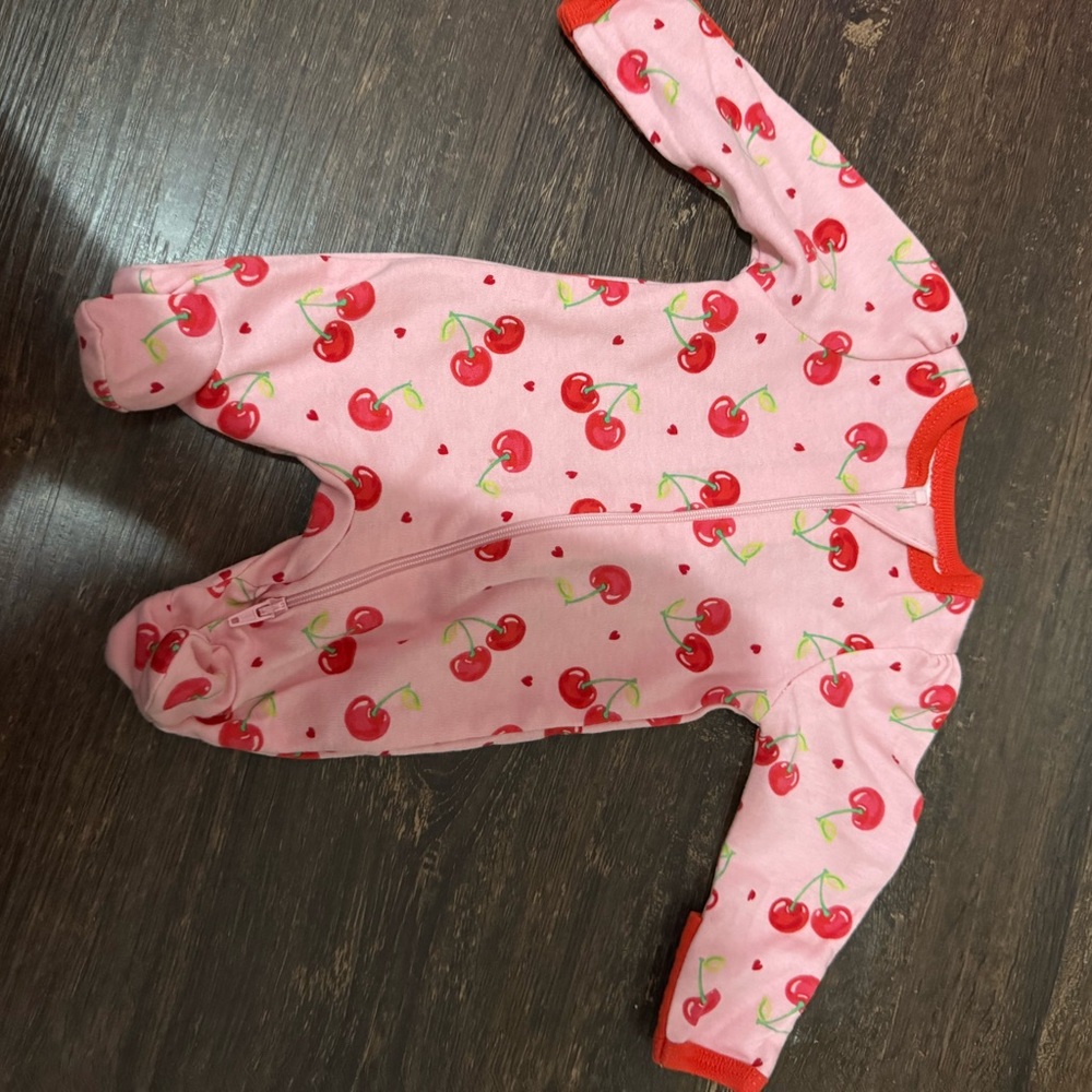 Cherry Print Pink Kids One Piece